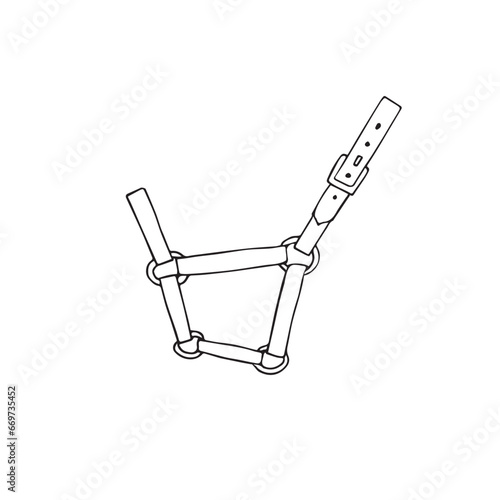 Vector hand drawn doodle sketch horse halter isolated on white background