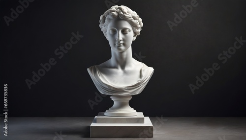 Portrait of a sculpture bust on a podium