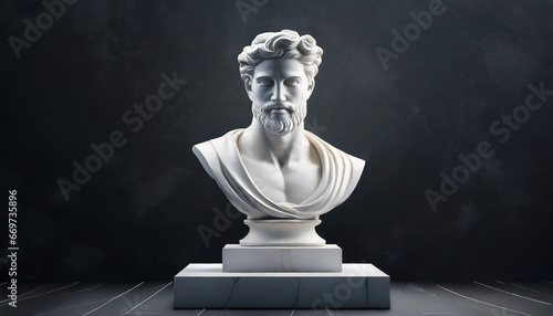 Portrait of a sculpture bust on a podium