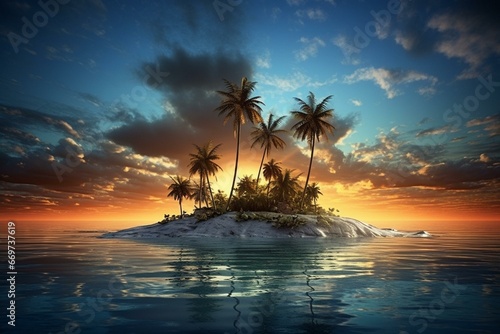 Island with palms . Generative AI