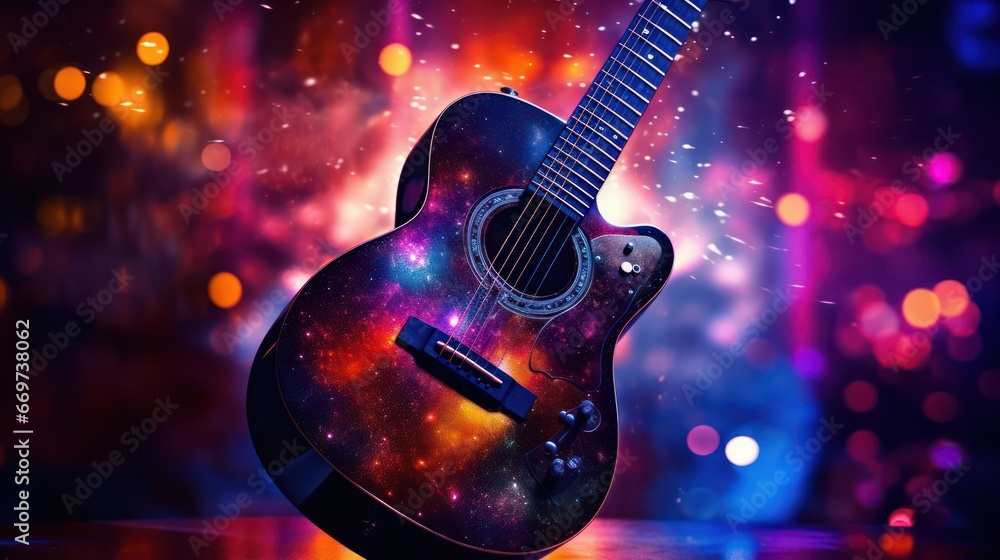 Fototapeta premium Guitar with Bokeh Effects
