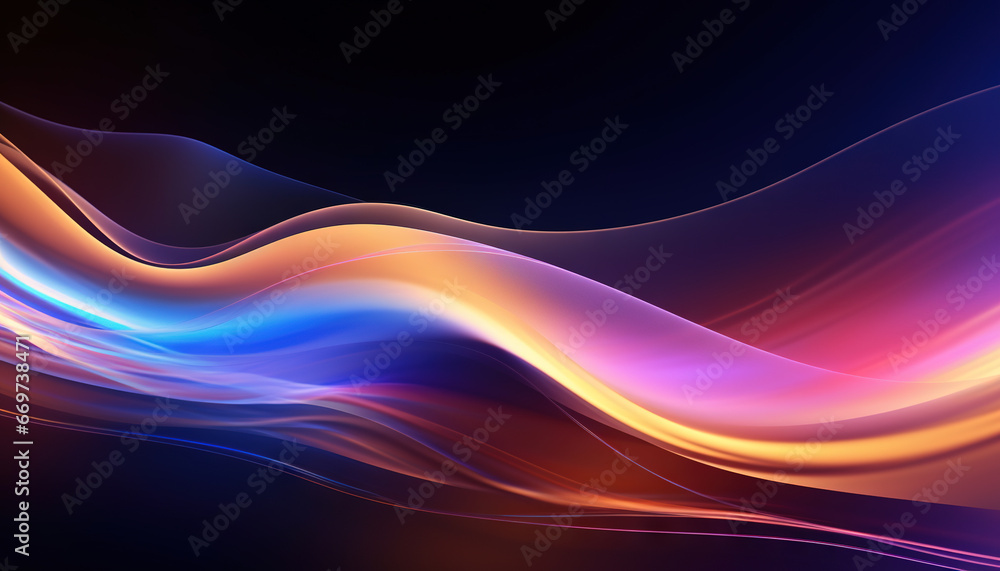 Naklejka premium abstract futuristic background with blue, pink, red, and orange glowing neon moving high speed wave lines and bokeh lights. Data transfer concept Fantastic wallpaper