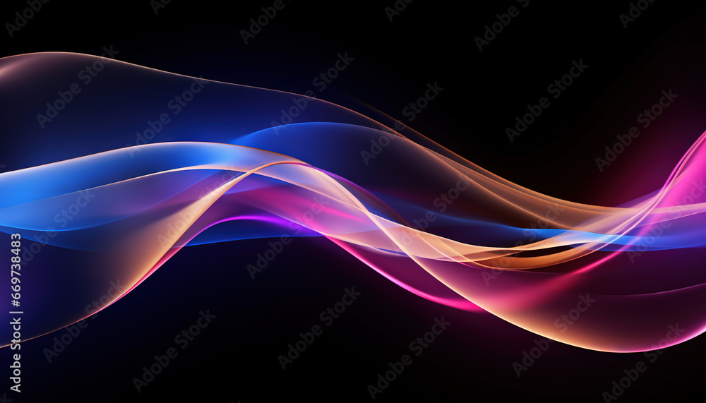 Obraz premium abstract futuristic background with blue, pink, red, and orange glowing neon moving high speed wave lines and bokeh lights. Data transfer concept Fantastic wallpaper