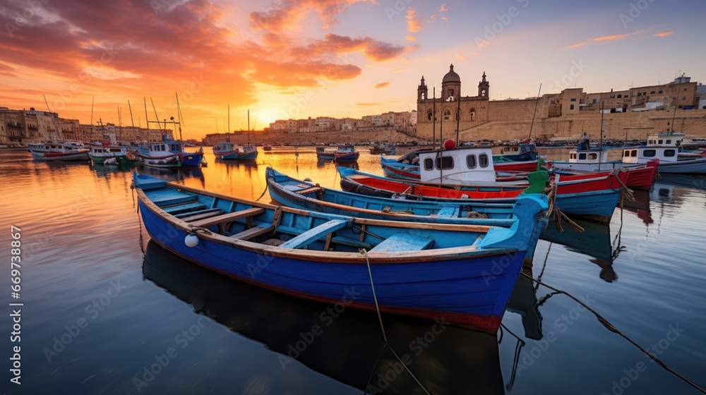 Fototapeta premium Malta,fishing village Colourful boats