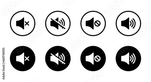 Mute speaker, no sound icon vector set collection