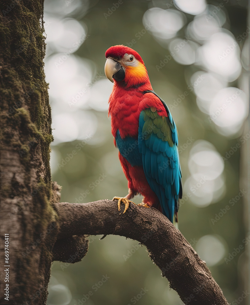 Red and yellow macaw - Created with Generative AI Technology