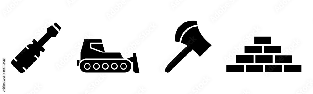 Construction equipment icon collection design. Stock vector. Construction equipment icon collection design. Stock vector.