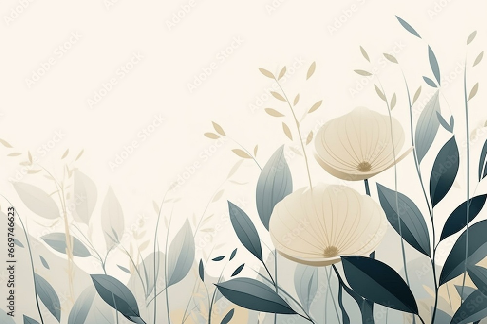 Abstract botanical art for printable wall decor. Minimal, natural, and abstract plant illustrations. Perfect for prints, wallpapers, and covers. Generative AI