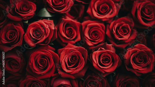 Closeup red roses background  Romantic  Valentine  Wedding  Anniversary. Generative AI