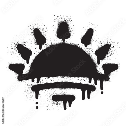 Sunrise graffiti with black spray paint