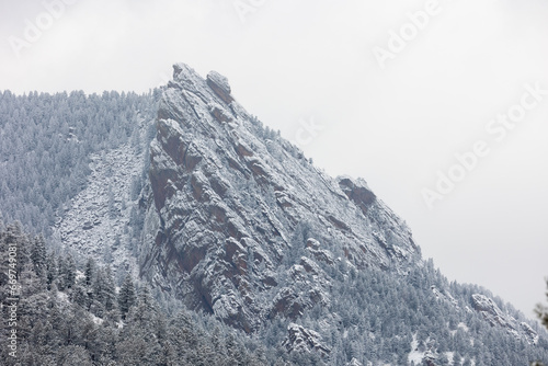 Flatirons in Boulder Colorado, Winter Season 2023, First Snowfall © Dylan