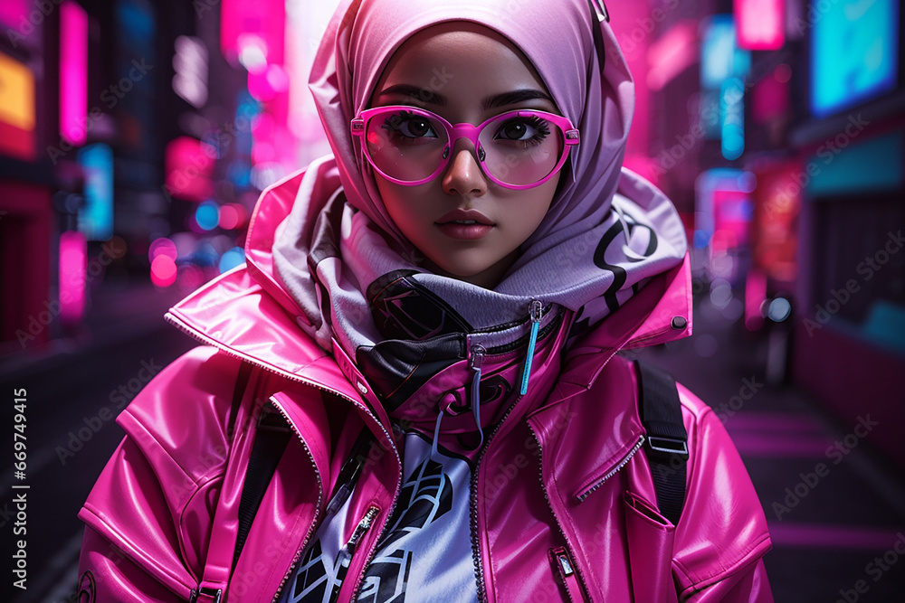 cyberpunk girl future tech hijab fashion cyberpunk girl future tech hijab fashion