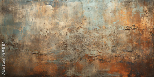 Rust texture background, old iron sheet with worn paint, rusty metal plate. Abstract vintage oxidized steel surface. Theme of industry, grunge, rust, weathered material