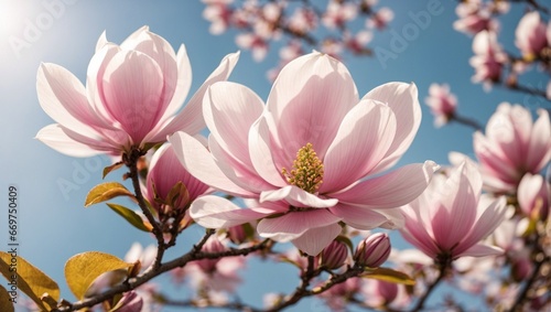 The Timeless Beauty of a Blossoming Magnolia Flower with the Sun in background © Brandon