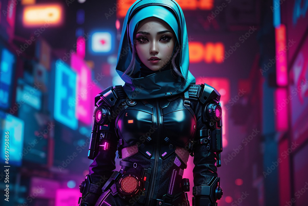 cyberpunk girl future tech hijab fashion cyberpunk girl future tech hijab fashion
