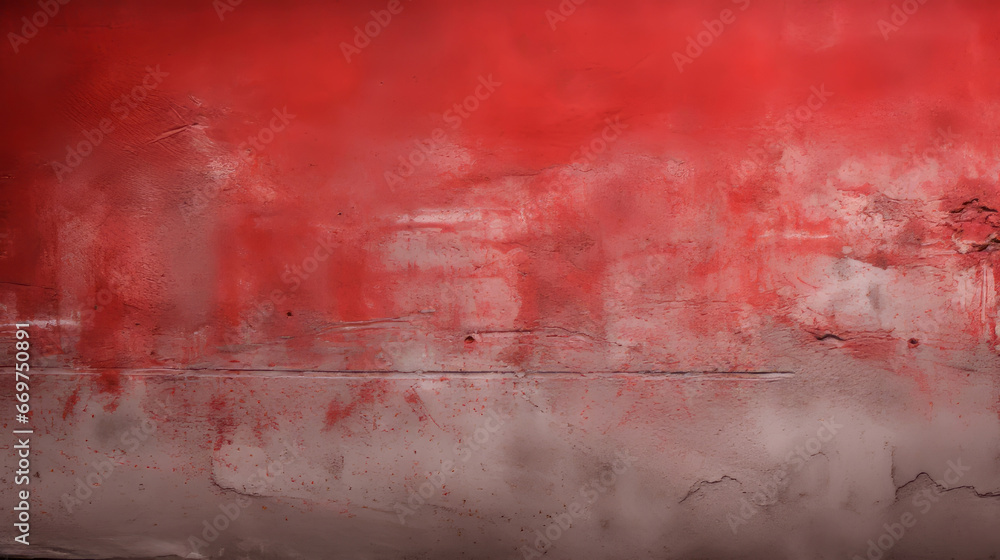 Alte Betonwand mit Rissen und roter Farbe. - obrazy, fototapety, plakaty 