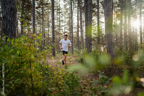 one man male athlete run in nature © Miljan Živković