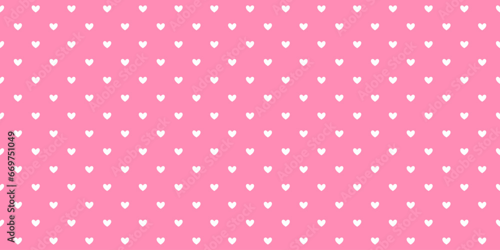 Tiny hearts seamless pattern. Pink Valentines polka dot repeating background. Heart-shaped decorative texture for textile, fabric, cover, poster, banner, print, card, invitation. Vector wide wallpaper - obrazy, fototapety, plakaty 