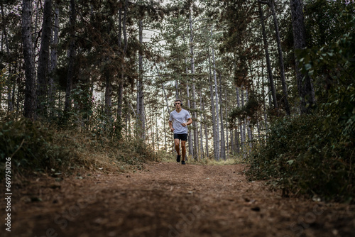 one man male athlete run in nature