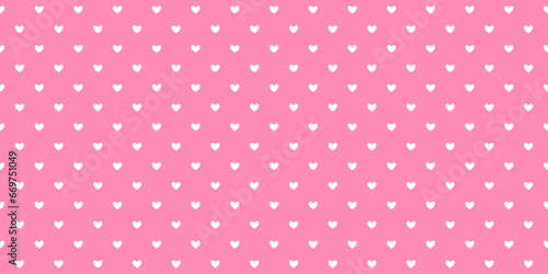 Tiny hearts seamless pattern. Pink Valentines polka dot repeating background. Heart-shaped decorative texture for textile, fabric, cover, poster, banner, print, card, invitation. Vector wide wallpaper