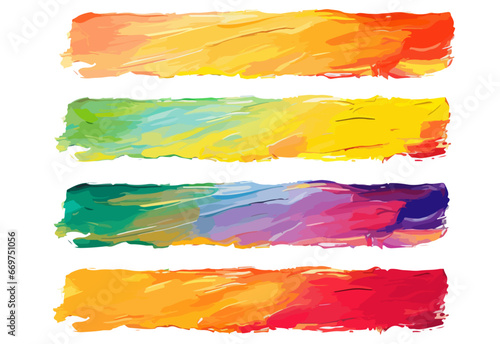 Sammlung von verschiendenen Acrylfarbmischungen in Streifenform als Vektorillustration (Generative AI).