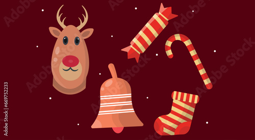 flat element Vector merry christmas 