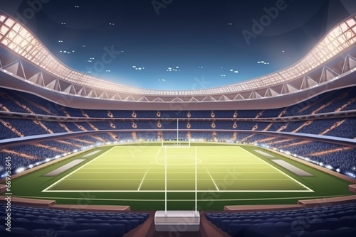 Stadium for rugby with goal. Generative AI