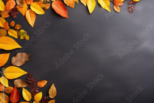Autumn, autumn leaves, background, text space, template. Generative AI