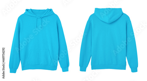 Teal Sweat Pullover Long Sleeve Hoodie Templates Front and Back Views © Kooh Studio