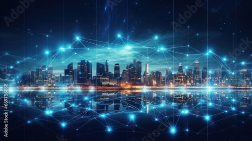 5G, 6G, Big data wireless network, high speed internet, cloud computing or connect diagram technology, Data storage, service, synchronize, online, financial, Connectivity global, smart city, Gen AI