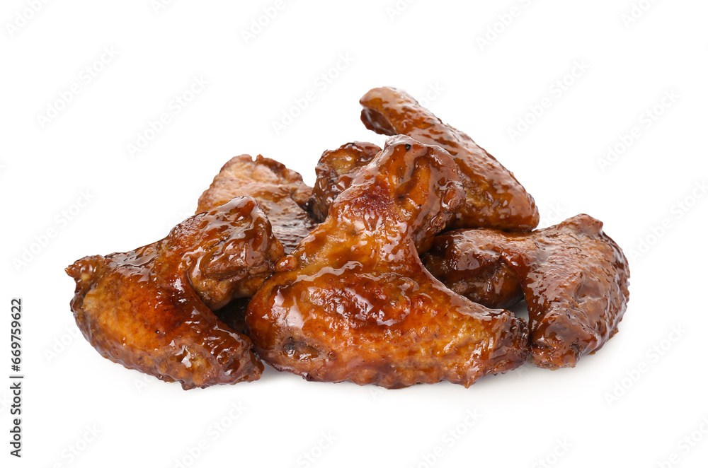 Chicken wings glazed with soy sauce isolated on white Chicken wings glazed with soy sauce isolated on white