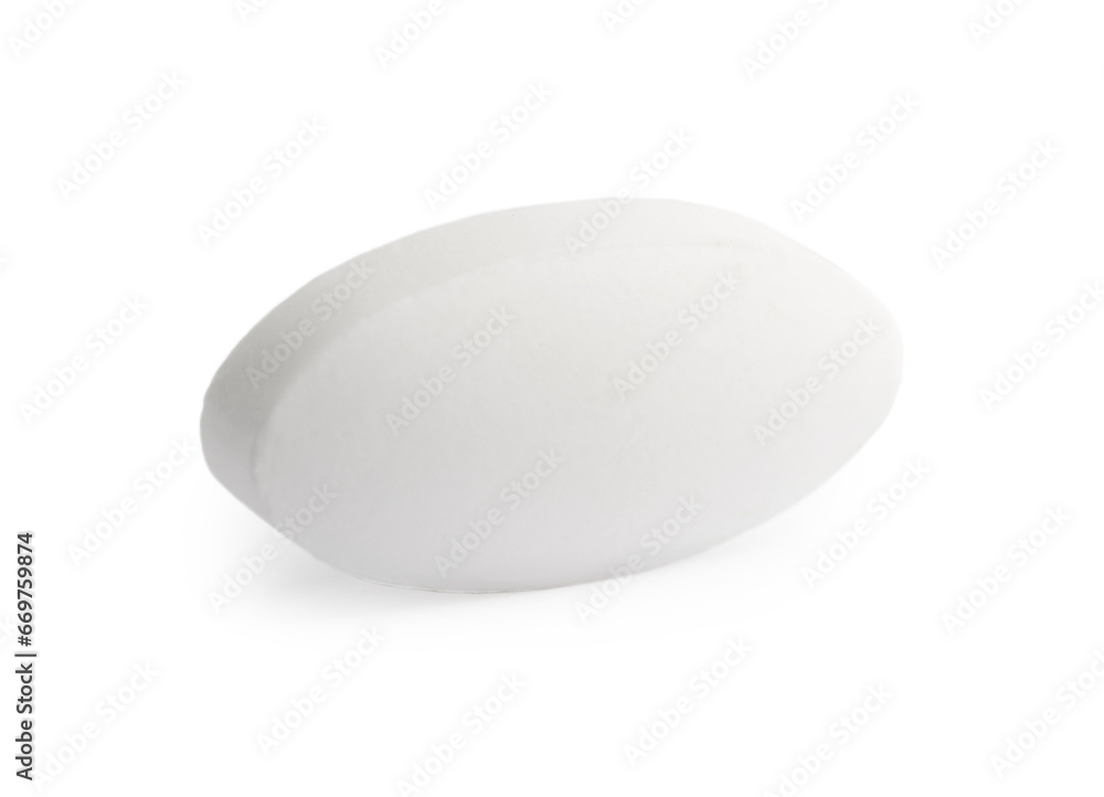 One pill on white background. Medicinal treatment One pill on white background. Medicinal treatment