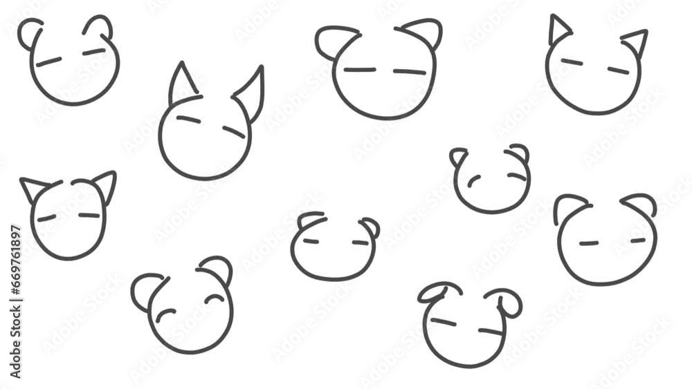 Cute funny faces of animals like kittens or bears turn a little to one side Cute funny faces of animals like kittens or bears turn a little to one side