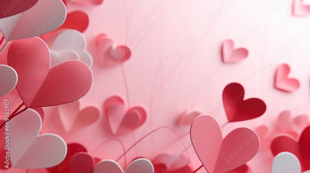 Gentle Pink Red Hearts Chinese Paper, Background Image,Valentine Background Images, Hd