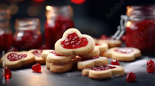 Homemade Cookies Form Hearts Red Jam, Background Image,Valentine Background Images, Hd © ACE STEEL D