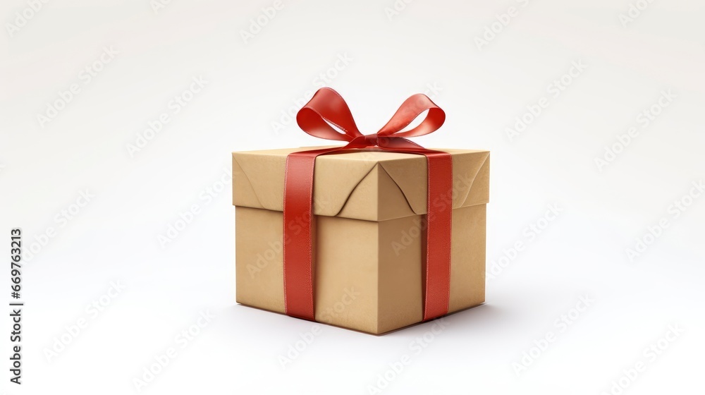 Kraft Gift Box Beautiful Red Ribbonphotorealistic, Background Image,Valentine Background Images, Hd Kraft Gift Box Beautiful Red Ribbonphotorealistic, Background Image,Valentine Background Images, Hd