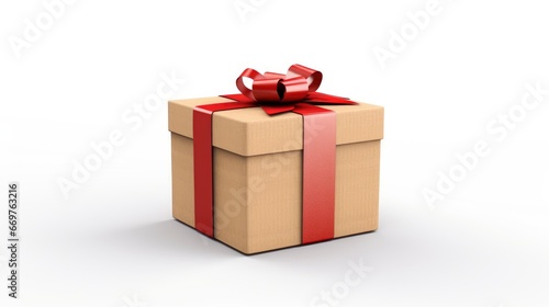 Kraft Gift Box Beautiful Red Ribbonphotorealistic, Background Image,Valentine Background Images, Hd