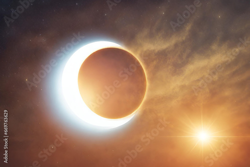 sun and moon, The Moon mostly covers the visible Sun creating a diamond ring effect, Solar Eclipse Beauty