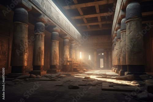 Ancient temple at Abydos, Egypt. Generative AI photo