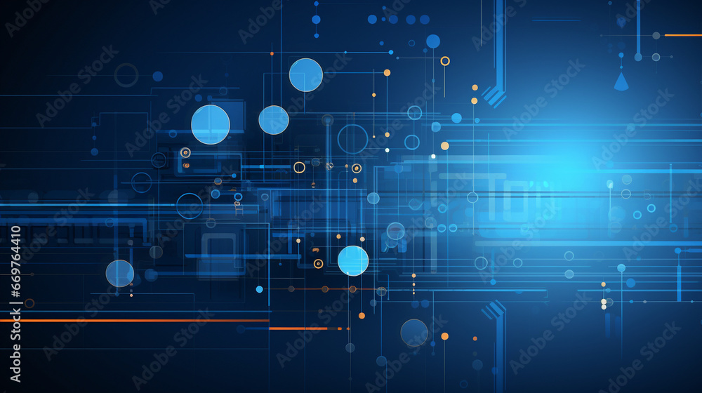 Abstract circuit board. Digital internet communication on blue background