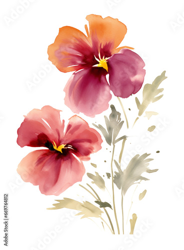 Fotomural Flowers watercolor illustration