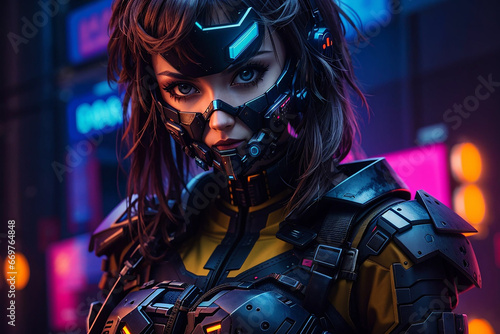 cyberpunk girl future tech 