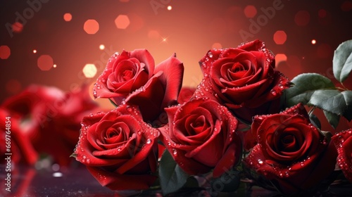Valentines Day Banner Red Roses Sparkling   Background Image Valentine Background Images  Hd