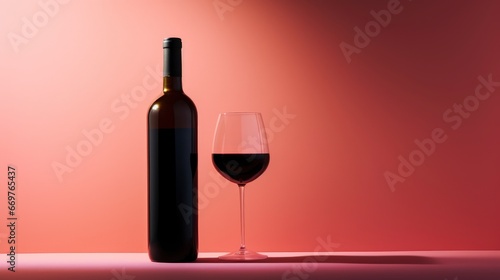 Bottle Red Wine On Colored Background, Background Image,Valentine Background Images, Hd