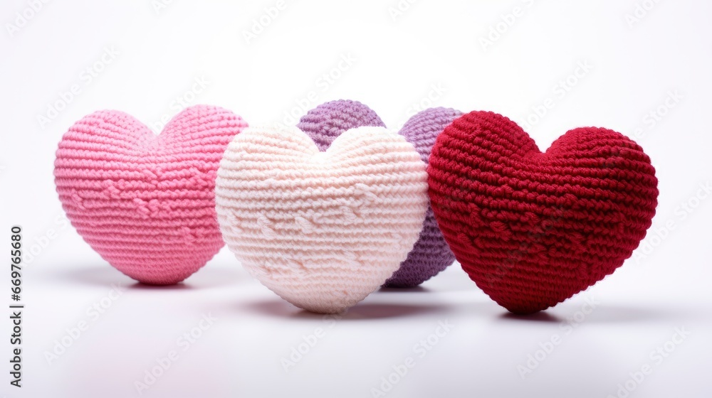 Crocheted Amigurumi Pink Red White Hearts, Background Image,Valentine Background Images, Hd Crocheted Amigurumi Pink Red White Hearts, Background Image,Valentine Background Images, Hd