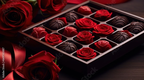 Vibrant Red Roses On Box Chocolates   Background Image Valentine Background Images  Hd