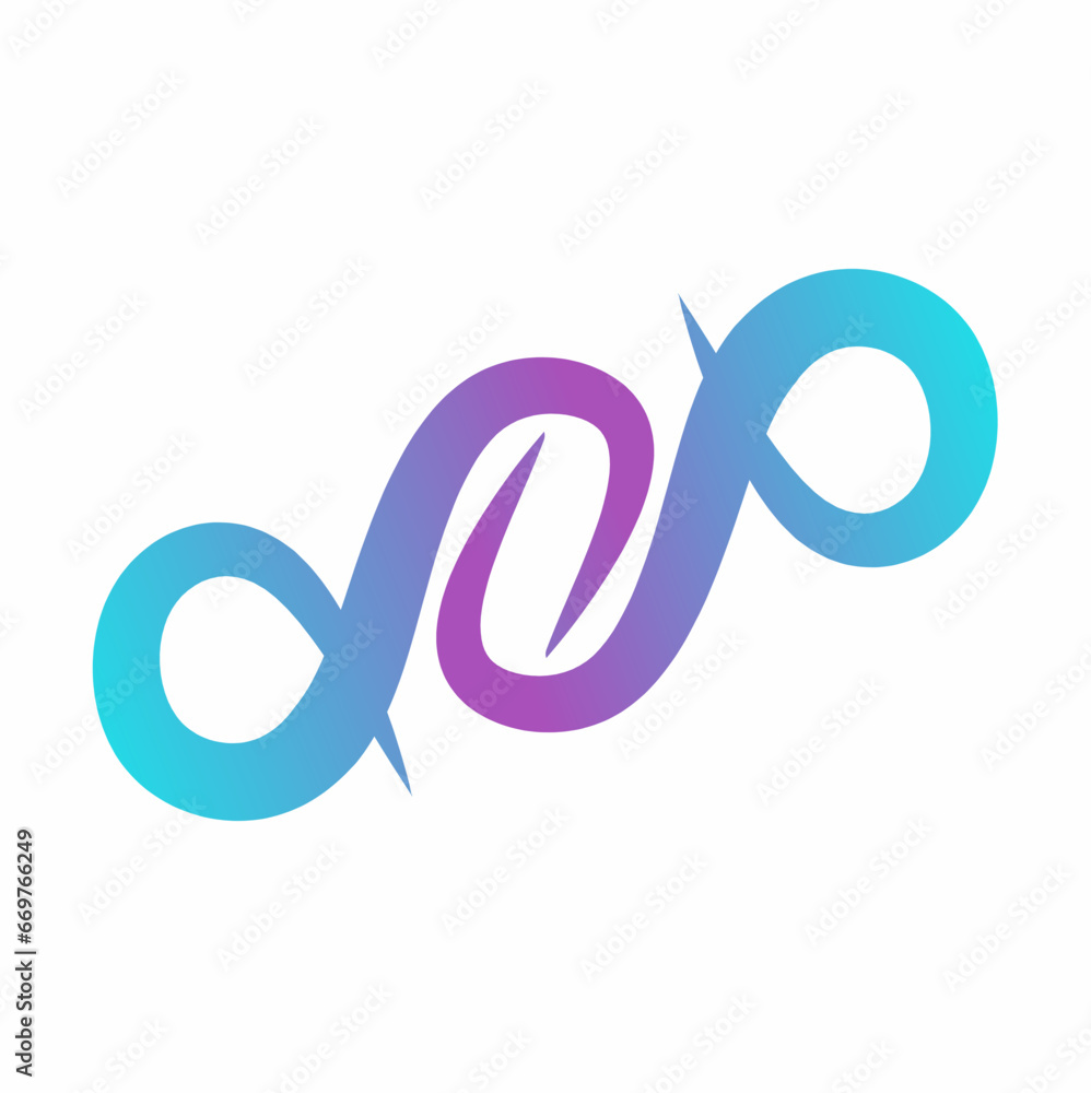 Infinite symbol logo vector. Blue purple.