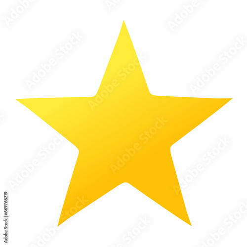 Single gold yellow star icon isolates on white background.