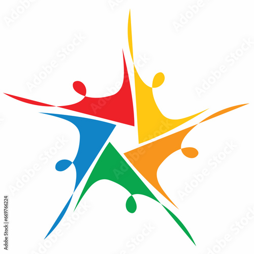 Colorful social group logo. Unity and diversity.