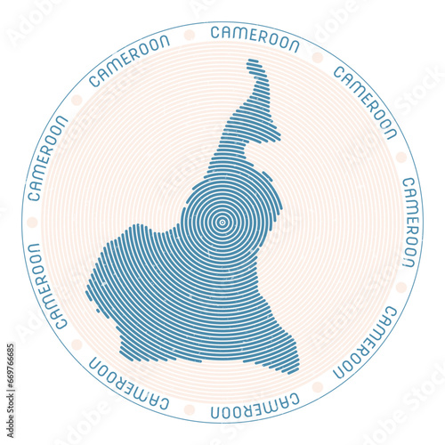 Cameroon shape radial arcs. Country round icon. Cameroon logo design poster. Awesome vector illustration.
